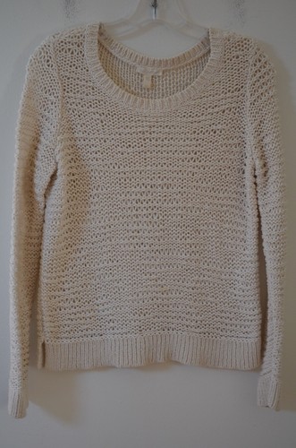 Eileen Fisher Ivory Open Knit 87% Cotton/13% Polyester Scoop Neck Sweater Size S - Picture 4 of 15