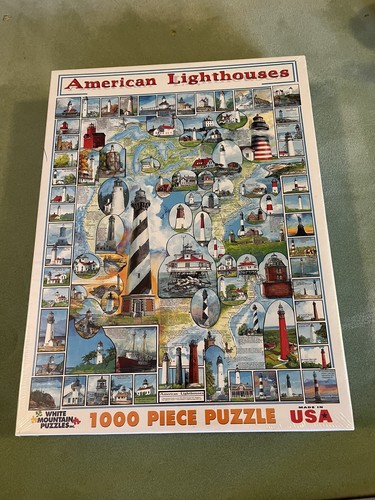 Great American Puzzle Factory Lighthouses USA 600 Piece Contour Puzzle - Shaped Like A Lighthouse