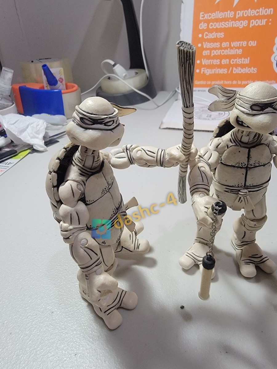 NECA 2008 TMNT Black White 4 Figures Teenage Mutant Ninja NECA 2008 TMNT Black White 4 Figures Teenage Mutant Ninja