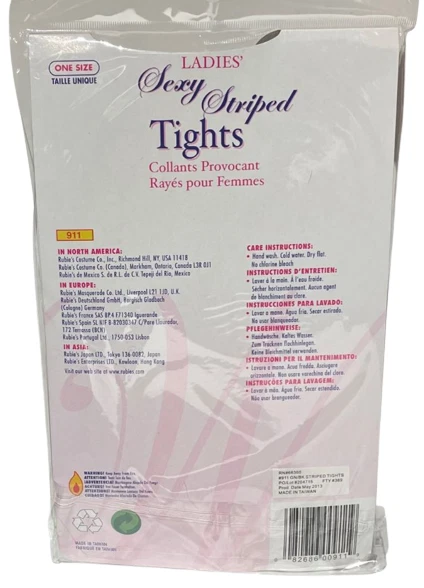 女士条纹紧身裤亮绿色和黑色条纹小丑女巫连裤袜服装 — 第 3/4 张图片