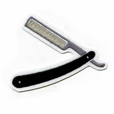 Barber's Straight Razor Embroidered Iron On Patch