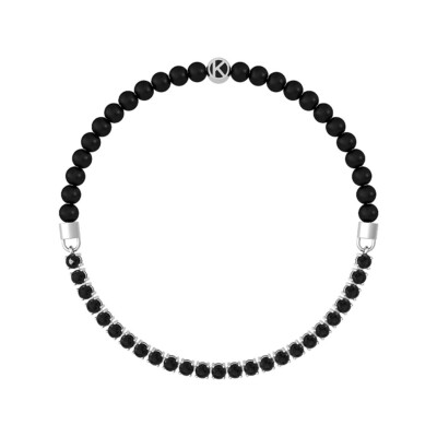 Bracciale Uomo KIDULT Con Agata Nera E Zirconi – Elastico In Acciaio 316L – Symbols Collection
