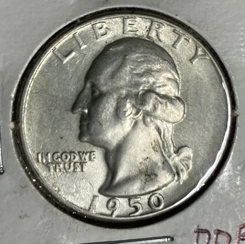 (B) 1950 Washington Silver Quarter, FS-801 DDR,  Mint Error Variety Coin Fine+