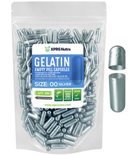 XPRS Nutra Size 00 Silver Empty Gelatin Capsules Gelcaps Pills Caps