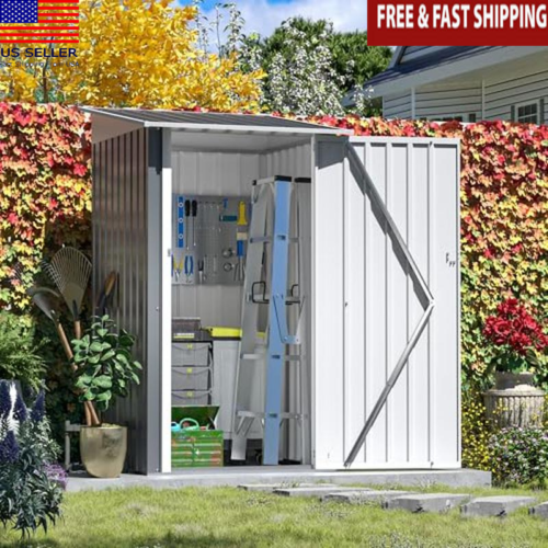 Outdoor Storage Shed Galvanized Steel Tool Storage Water Resistant Lockable Door