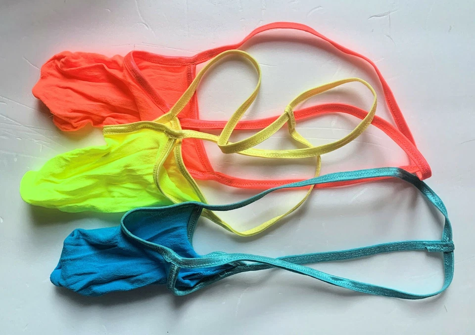 Men's G String Thong Expandable STOCKING MISSILE Push Out Torpedo BRIGHT NEON - Image 4 of 4