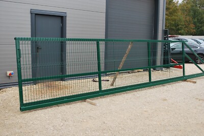 Freitragend Schiebetor B 600 x H 163 cm Moosgrün Gittermatten 3D Hoftor Tor 6m