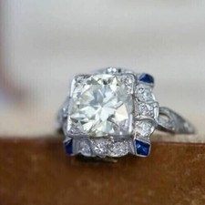 2.50Ctw White Round Cut CZ Antique Style Engagement Wedding Ring In 925 Silver
