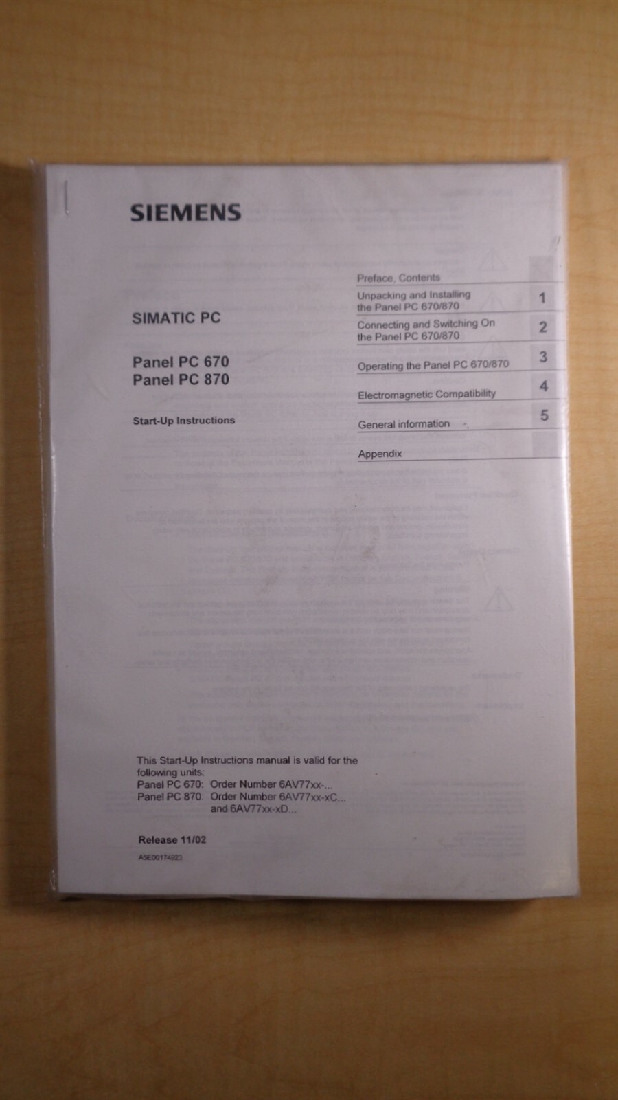 Siemens Simatic PC Panel PC 670 870 Start-Up Instructions 8E B3