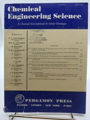 Chemical Engineering Science Vol 22 No 6 | June 1967 Pergamon Press Journal