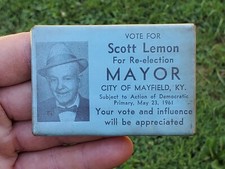 Scott Lemon 1961 Mayfield Kentucky Vtg Old Mayor Advertising Political Mirror