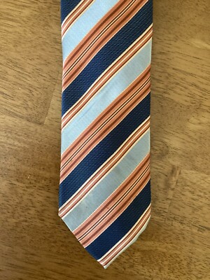 Giorgio Brutini Collezione Men's Necktie Tie Polyester Gray Orange Blue  Stripe