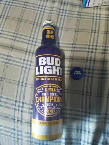 2020 Bud Light Limited Edition LSU 2019 National Championship aluminum bottle