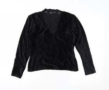 Moda Manuela Damenbluse schwarz Blumenmuster Polyamid Basic Größe 14 V-Ausschnitt