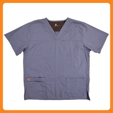 Carhartt Scrub Top Shirt Men Medium Gray Ripstop V-Neck C15208 Pocket