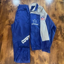 VTG Dallas Cowboys APEX ONE NFL Pro Line Windbreaker Set Jacket Turns POUCH