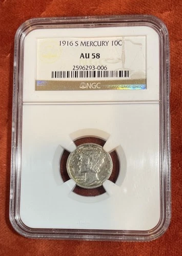 1916 S Mercury Dime NGC AU 58