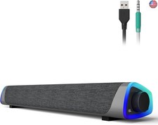 SOULION R30 Computer Speakers, Colorful LED Lights with Switch Button, Surround