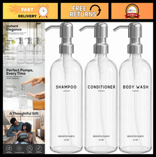 Refillable Clear Shampoo  Conditioner Dispenser Set - Minimalist Plastic Bottle