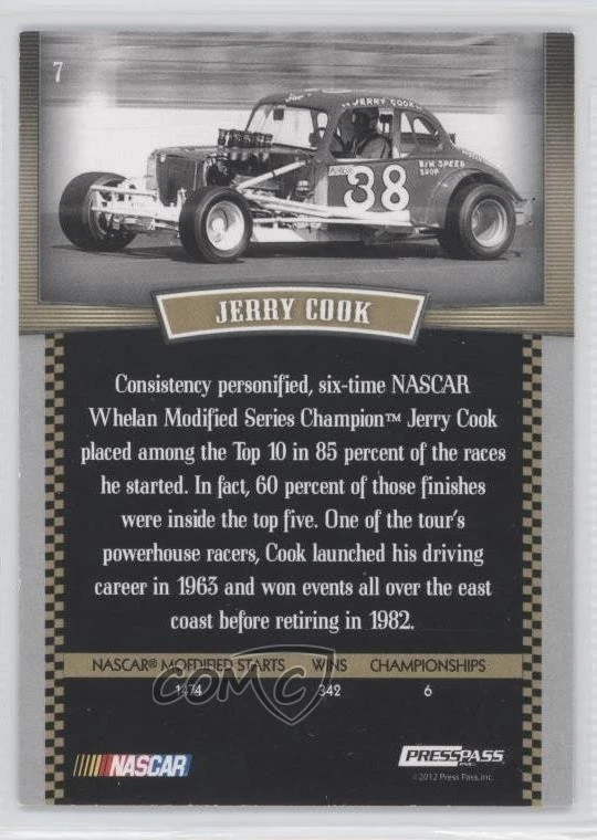 2012 Press Pass Legends Red Foil /99 Jerry Cook #7 HOF - Image 2 of 2