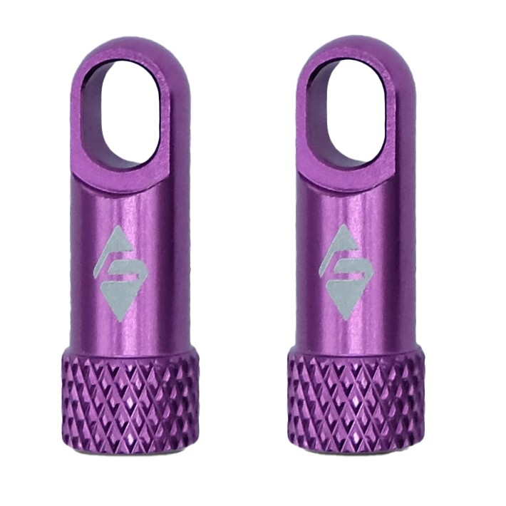 Purple 6061 Aluminum Presta Valve Caps with Integrated Core Remover -