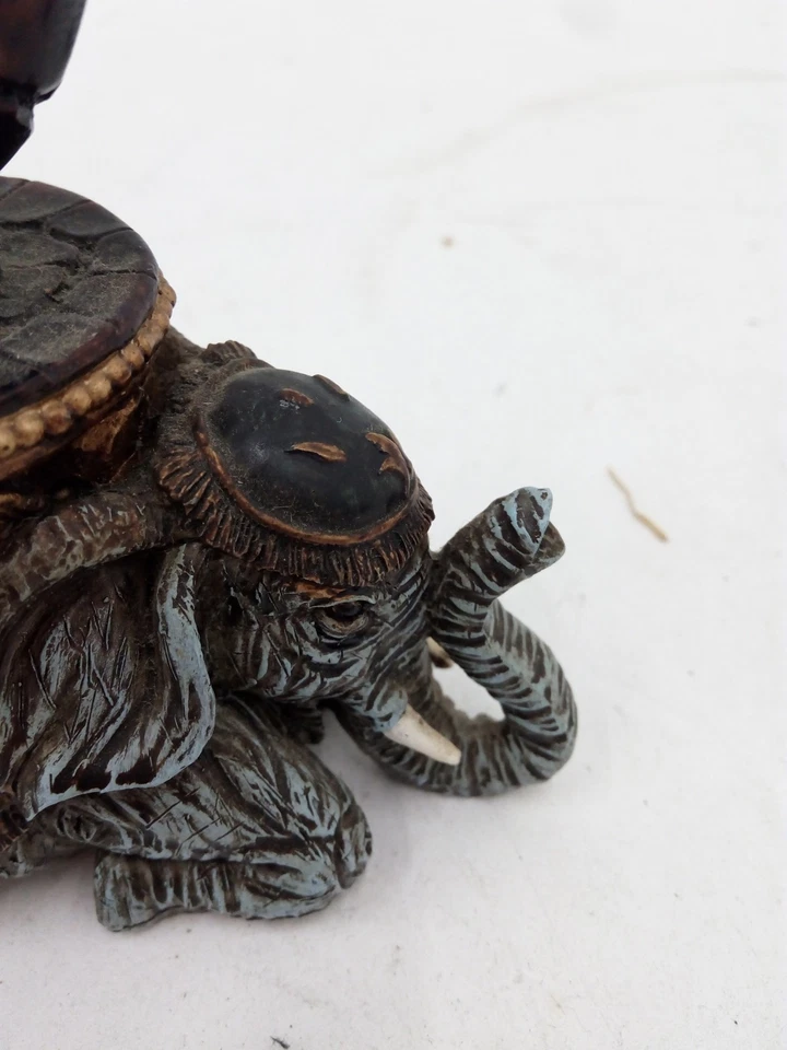 Ornate Elephant Figurine Quartz Clock Table Decor with Roman Numerals - Image 3 of 4