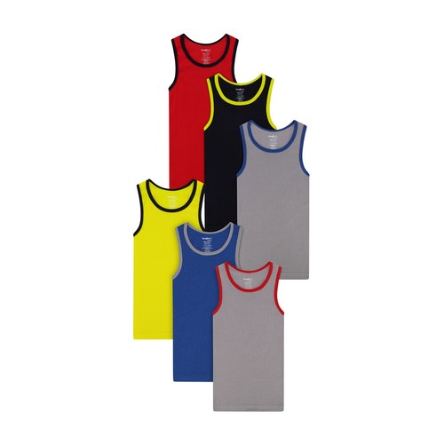 Buyless Fashion Boys Scoop Neck Undershirts Tagless Tank Top White (6 Pack) - Picture 51 of 56