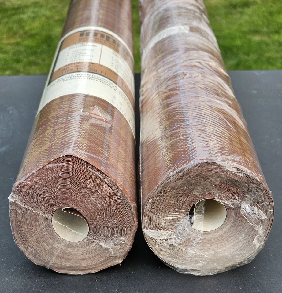 Vintage Imperial Wallcoverings Brown Plaid Vinyl Prepasted Wallpaper 150+ Sq Ft - Image 4 of 4