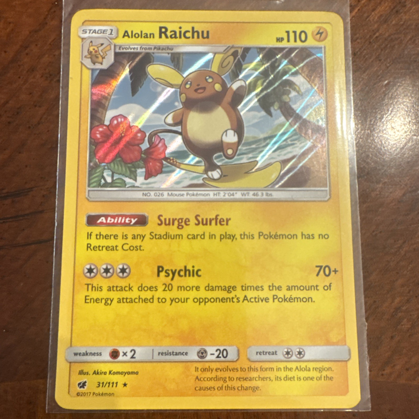Alolan Raichu 31/111 Sm-Crimson Invasion Holo NM Condition