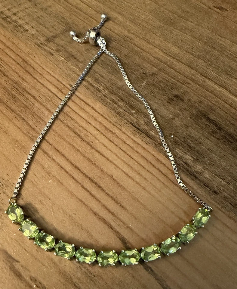 QVC Adjustable PERIDOT Sterling Silver Bracelet New - Image 2 of 3