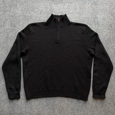 Polo Ralph Lauren Classic Black 1/4 Zip Italian Yarn Lambswool Sweater Size XL