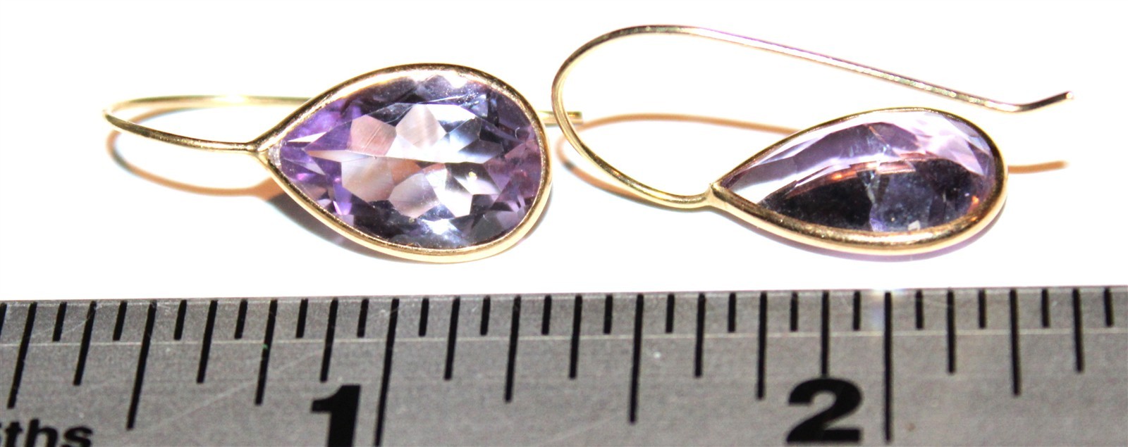 Solid 14K yellow gold large amethyst gemstone dan… - image 3