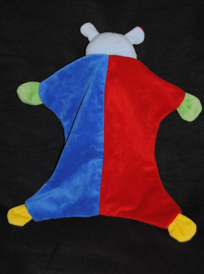 Doudou plat hippopotame LIDL BEST PRICE LONDON bleu rouge hochet grelot TTBE - Photo 2/2