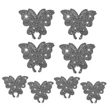 8PCS Bling Car Stickers, Crystal Rhinestone Butterfly Decals, Shiny Black