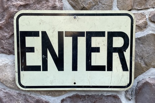 Vintage Authentic ENTER Retired Metal Road Traffic Sign 12x18 Black/White