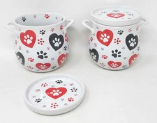 Temp-tations Set two mini 20 oz Crock with lid-it  K93391 Pawfetti