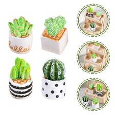  4 Pcs Mini Piante Grasse Finte Di Cactus Artificiali Con Vasi Decorative Vaso