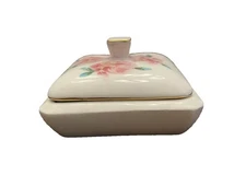 Trinket Box Stiffel Rose Ceramic Covered Dish Jewelry Bowl Lid 3 In Square 2003