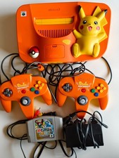 Pacchetto console Nintendo 64 Pikachu arancione N64 2 controller con gioco - dal Giappone