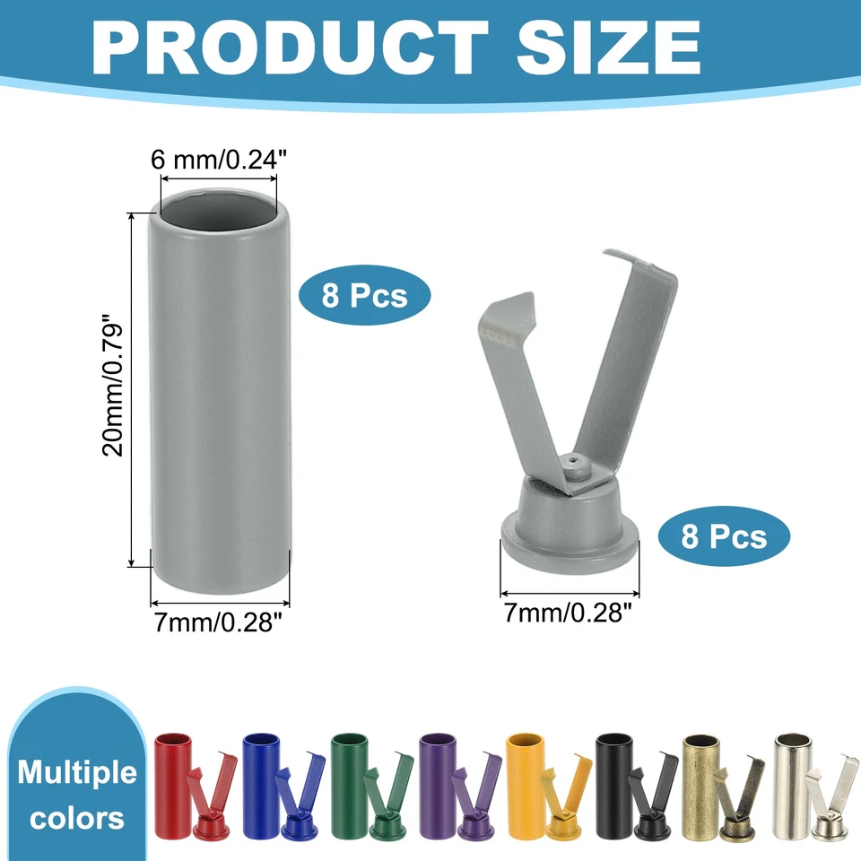 Shoelace Tips 0.79 Inch Fit for Metal Shoe Lace End Caps 8 Pack Light Gray - Imagem 2 de 4