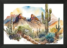 Desert Watercolor Framed Wall Art Poster Canvas Print Picture