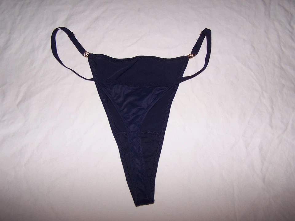 Sexy Tanga/Cuerda Victoria's Secret Azul Marino Bragas, Dorado Hardwear - Talla M Foto 2 de 2