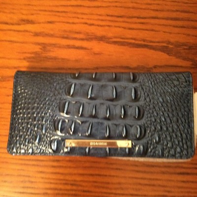 Brahmin Melbourne ADY Slim Bifold Leather Wallet Clutch MARITIME Ocean Blue NWT