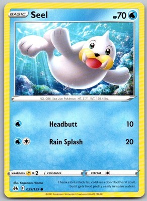 Seel 029/159 Common Crown Zenith Pokemon Near Mint