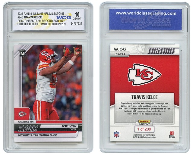 2025 NFL Panini TRAVIS KELCE Milestone KC Chiefs Record TD's #243 GEM-MINT 10