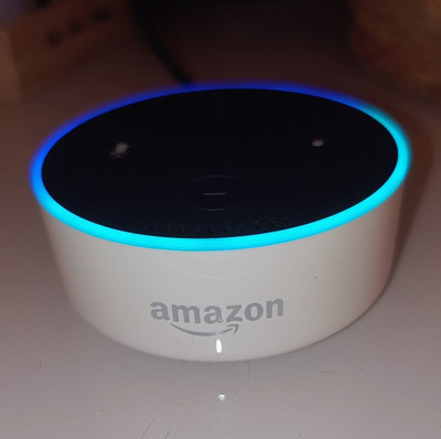 Amazon Echo Dot (2nd Generation) Smart Lautsprecher Alexa - rund, Weiß/Schwarz
