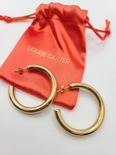 Louise Carter 18k Gold Plated Gold Tube Hoop Earrings 4mm x 40mm