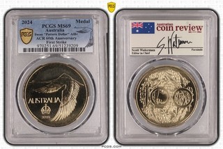 PCGS 2024 Aus Medal Swan "Pattern Dollar" AlBr ACR 60th Anni First Strike MS69