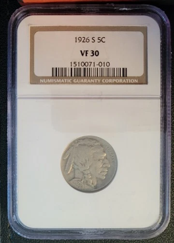 1926-S BUFFALO NICKEL NGC VF-30 KEY DATE