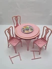 VINTAGE BARBIE 1984 SWEET ROSES DINING TABLE AND 3 CHAIRS #7107 Broken Tlc